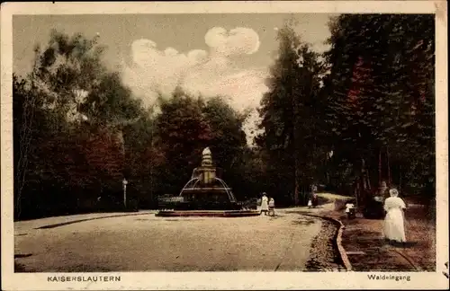 Ak Kaiserslautern Rheinland Pfalz, Waldeingang mit Springbrunnen