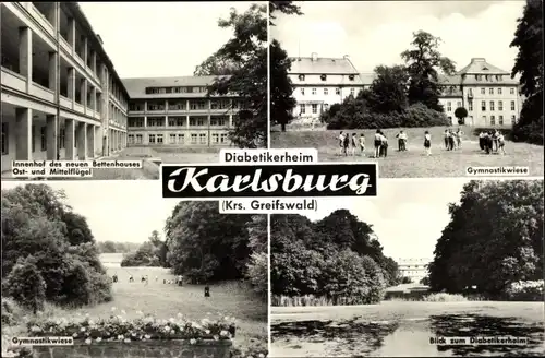 Ak Karlsburg in Mecklenburg Vorpommern, Diabetikerheim, Gymnastikwiese, Innenhof