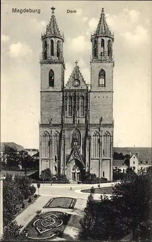 Ak Magdeburg an der Elbe, Dom, Frontansicht