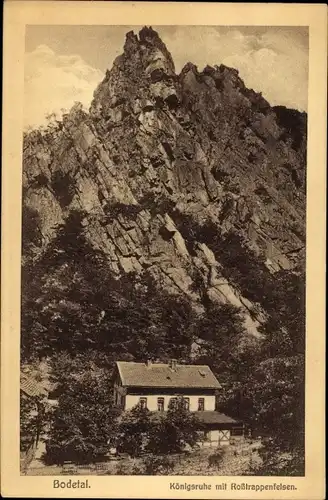Ak Thale im Harz, Bodetal, Königsruhe mit Roßtrappenfelsen