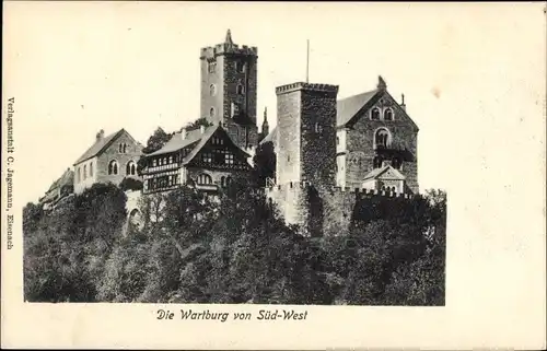 Ak Lutherstadt Eisenach in Thüringen, Wartburg, Blick von Süd-West