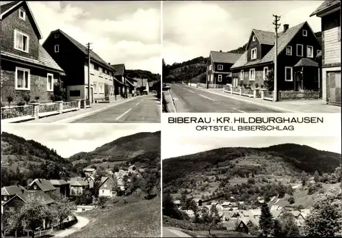 Ak Biberschlag Biberau Schleusegrund in Thüringen, Panorama, Straßenpartie