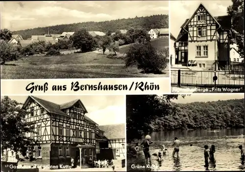 Ak Bernshausen Dermbach im Wartburgkreis, Jugendherberge Fritz Wagner, Gasthaus Zur grünen Kutte