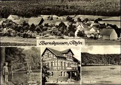 Ak Bernshausen Urnshausen in Thüringen, Ortblick, Schönsee, Gasthaus zur grünen Kutte