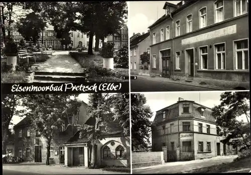Ak Pretzsch Bad Schmiedeberg, Haus Martha, Haus Elisabeth, Gaststätte Parkschloß, Stadt Wittenberg