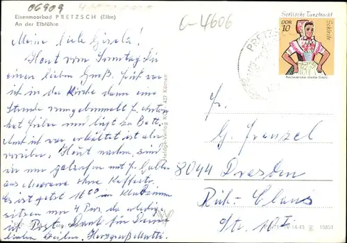 Ak Pretzsch an der Elbe Bad Schmiedeberg, an der Elbfähre, Ruderboot