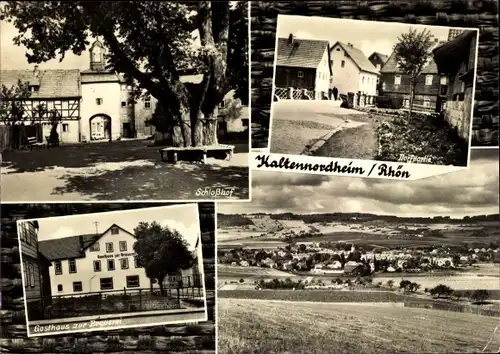 Ak Kaltennordheim in der Rhön, Gesamtansicht, Im Schlosshof, Gasthaus zur Brauerei, Dorfpartie