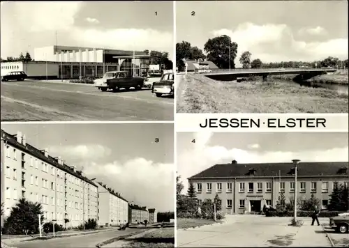 Ak Jessen an der Elster, Kulturhaus, Friedensbrücke, Heinrich-Rau-Straße, Landambulatorium