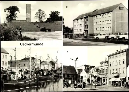 Ak Ueckermünde in Mecklenburg Vorpommern, Sowjetisches Ehrenmal, Kreispoliklinik, Karl Marx Platz