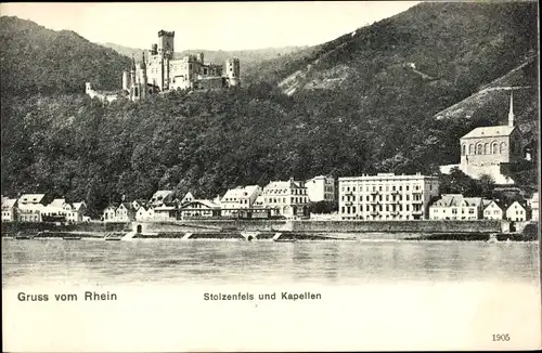 Ak Capellen Kapellen Stolzenfels Koblenz am Rhein, Teilansicht