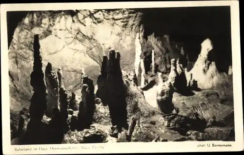 Ak Rübeland Oberharz am Brocken, Hermannshöhle, Blaue Grotte