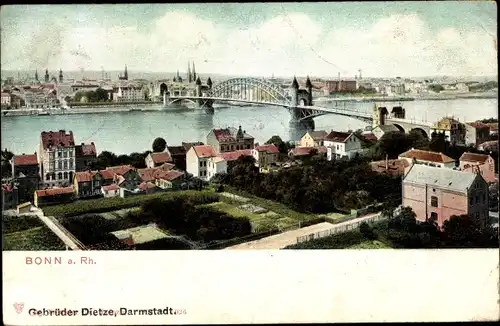 Ak Bonn Rhein, Gesamtansicht mit Brücke