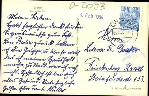 Ak Lychen im Kreis Uckermark, Stargarder Tor