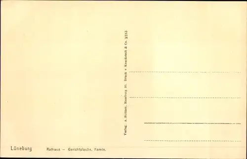 Ak Lüneburg in Niedersachsen, Rathaus, Gerichtslaube, Kamin