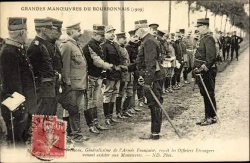 Ak Bourbonnais Saint Germain les Fossés Allier, Grandes Manoeuvres, General dankt Offizier