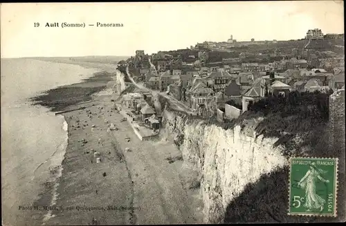Ak Ault Somme, Panorama, Strand, Klippen, Ortsansicht