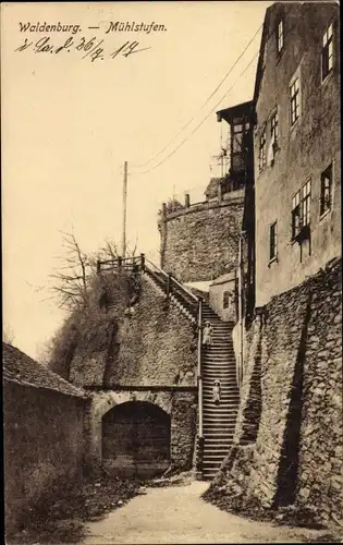 Ak Waldenburg in Sachsen, Mühlstufen