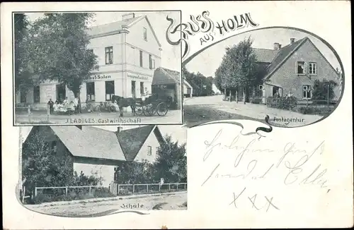 Ak Holm in Schleswig Holstein, Postagentur, Schule, Gastwirtschaft