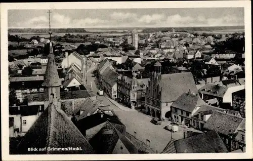 Ak Grimmen in Mecklenburg, Blick auf den Ort, Vogelschau