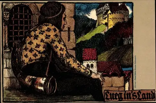 Künstler Ak Spiegel, Ferd., Lueg in's Land