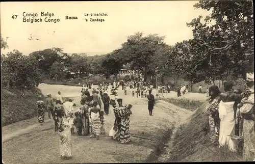 Ganzsachen Ak Boma Congo Belge D R Kongo Zaire, Le Dimanche