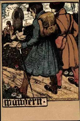 Künstler Ak Spiegel, Ferdinand, Wandern