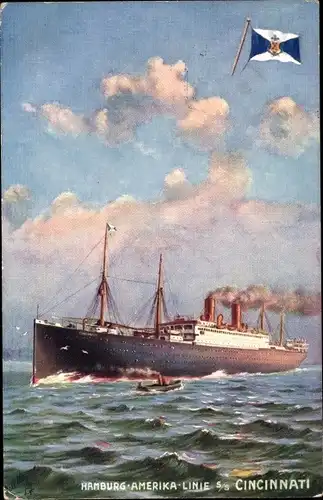 Künstler Ak HAPAG, Dampfschiff S.S. Cincinnati, Tuck