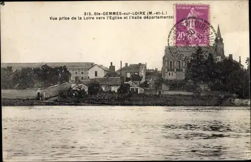 Ak Sainte Gemmes sur Loire Maine et Loire, L'Eglise, L'Asile departemental