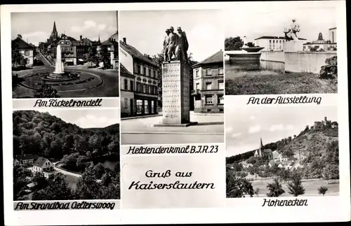 Ak Kaiserslautern in Rheinland Pfalz, Heldendenkmal, An der Ausstellung, Hohenecken, Strandbad