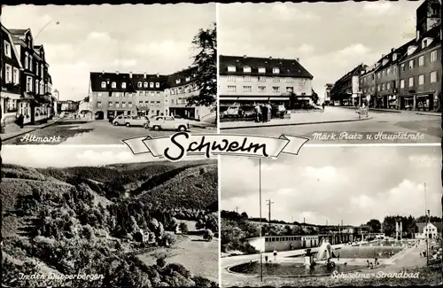 Ak Schwelm in Westfalen, Altmarkt, Wupperberge, Strandbad, Märkischer Platz und Hauptstraße