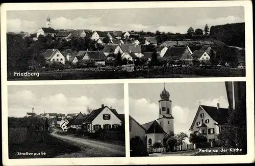 Ak Friedberg in Hessen, Panorama vom Ort, Straßenpartie, Partie an der Kirche