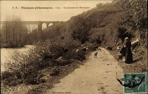 Ak Thouars Deux Sèvres, Le Chemin de Pommiers