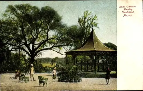 Ak Pune Poona Indien, Bund Gardens Shewing Bandstand