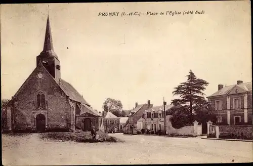 Ak Prunay Loir et Cher, Place de leichterEglise