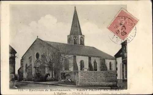 Ak Saint Priest en Murat Allier, Eglise, vue générale