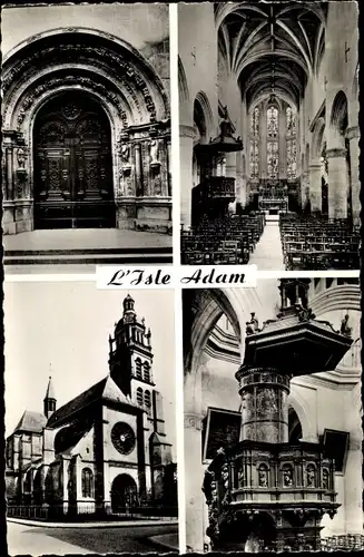 Ak L'Isle Adam Val d’Oise, Portail, Interieur, Facade, Chaire de Eglise