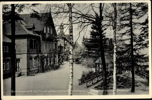 Ak Hohenstein Ernstthal in Sachsen, Bethlehemstift und Frauengenesungsheim im Hüttengrund, Birken