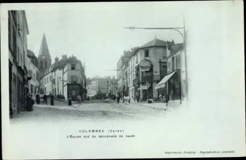 Ak Colombes Hauts de Seine, L'Eglise vue du Boulevard de Valmy