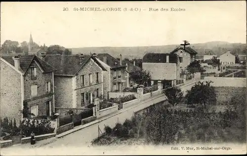 Ak Saint Michel sur Orge Essonne, Rue des Ecoles