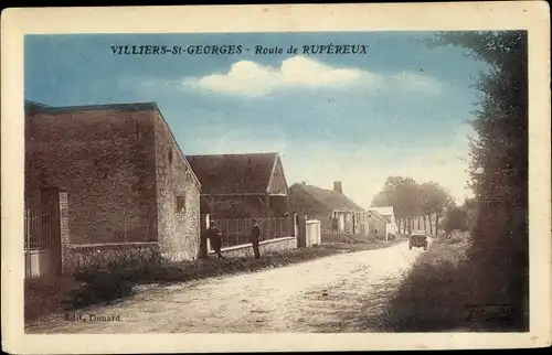 Ak Villiers-Saint-Georges Seine et Marne, Route de Rupereux