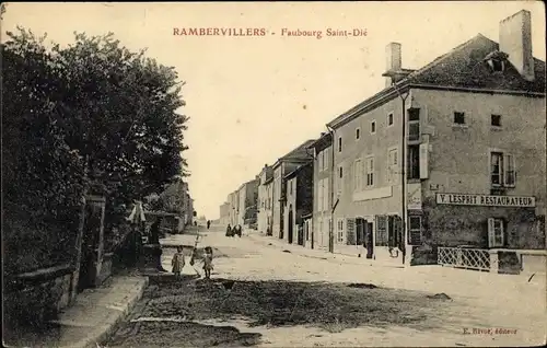 Ak Rambervillers Vosges, Faubourg Saint Die, V. Lesprit Restaurateur