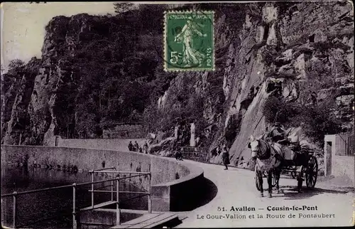 Ak Avallon Yonne, Cousin le Pont, Le Gour Vallon et la Route de Pontaubert