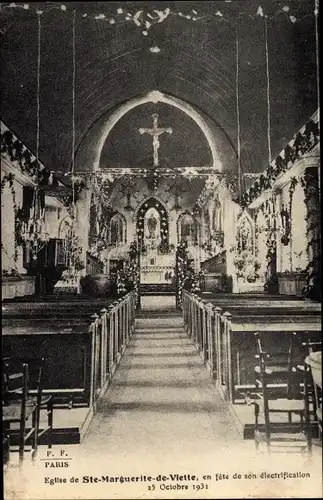 Ak Sainte Marguerite de Viette Calvados, Eglise, fete de son electrification 1931