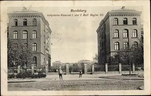Ak Rendsburg in Schleswig Holstein, Infanterie Kaserne 1. u. 2. Batl. Regt. 85