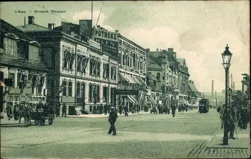 Ak Liepaja Libau Lettland, Große Straße, Straßenpartie