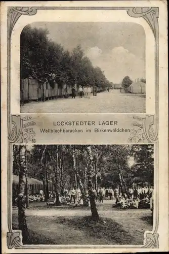 Ak Lockstedt in Holstein, Lockstedter Lager, Wellblechbaracken im Birkenwäldchen