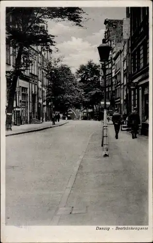 Ak Gdańsk Danzig, Brotbänkengasse, Fußgänger
