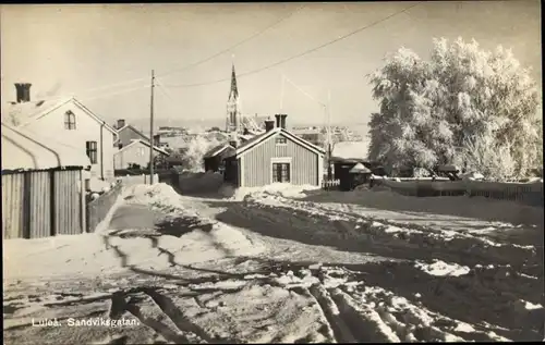 Ak Lulea Schweden, Sandviksgatan, Teilansicht der Stadt im Winter