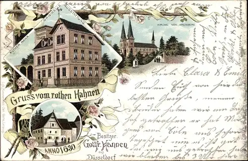 Litho Arenberg Koblenz am Rhein, Gaststätte zum Roten Hahnen, Kirche