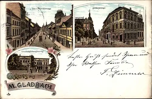 Litho Mönchengladbach in Nordrhein Westfalen, Gesellschaftshaus Erholung, Bahnhofstraße